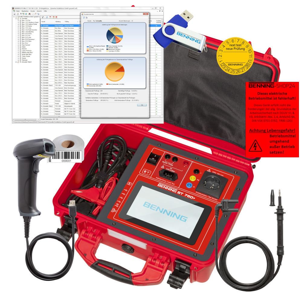 Benning ST 760+ Set Gerätetester (zur Prüfung elektrischer Geräte nach DGUV V3), 050335