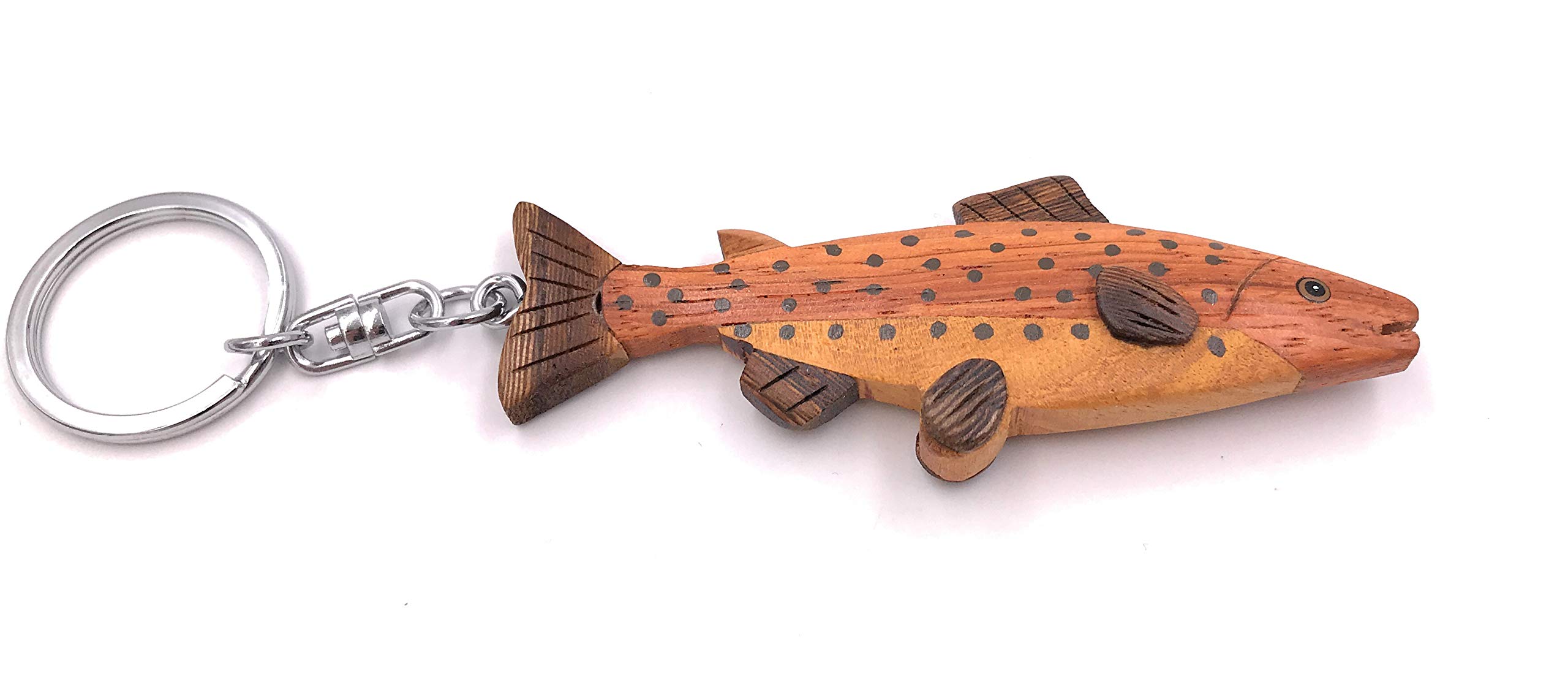 Onwomania Different Wooden Keychain Fish Sea Water Fin Vertebrate Fin Pendant Charm