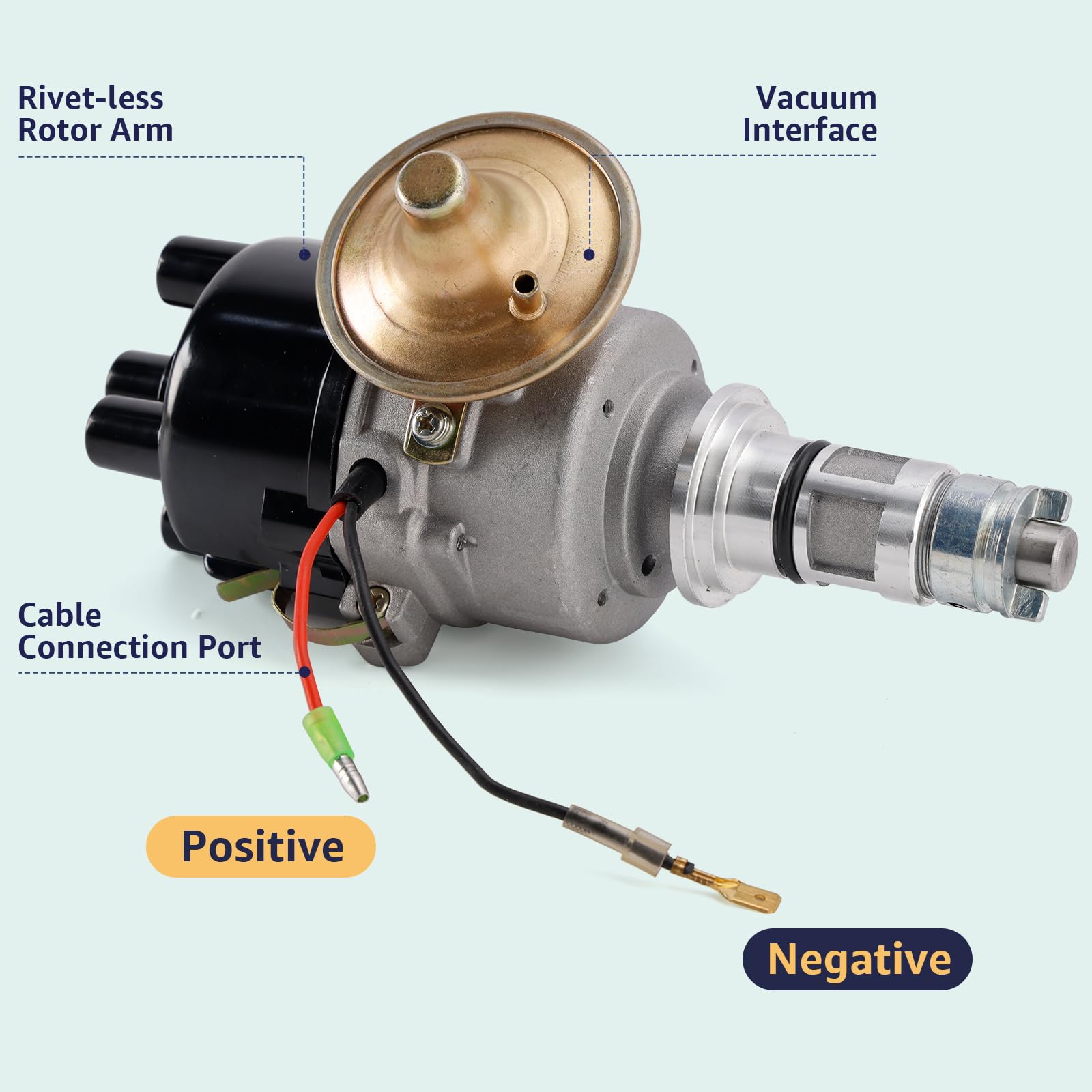 Distributore accensione Lucas 25D 45D DM2 Ignition a massa negativa con anticipo a vuoto, compatibile con Mini MGB Triumph Morris Minor MGA Auto Classiche Distributore accensione con anticipo a vuoto