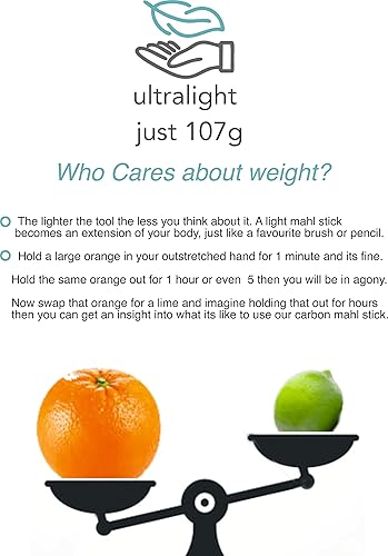 Miniatura 6 de 48'' Carbon Fiber Mahl Stick- 3 veces más ligero que la mayoría de los palitos mahl de aluminio. Garantía de 7 años incluida (3 piezas LARGO 48'')