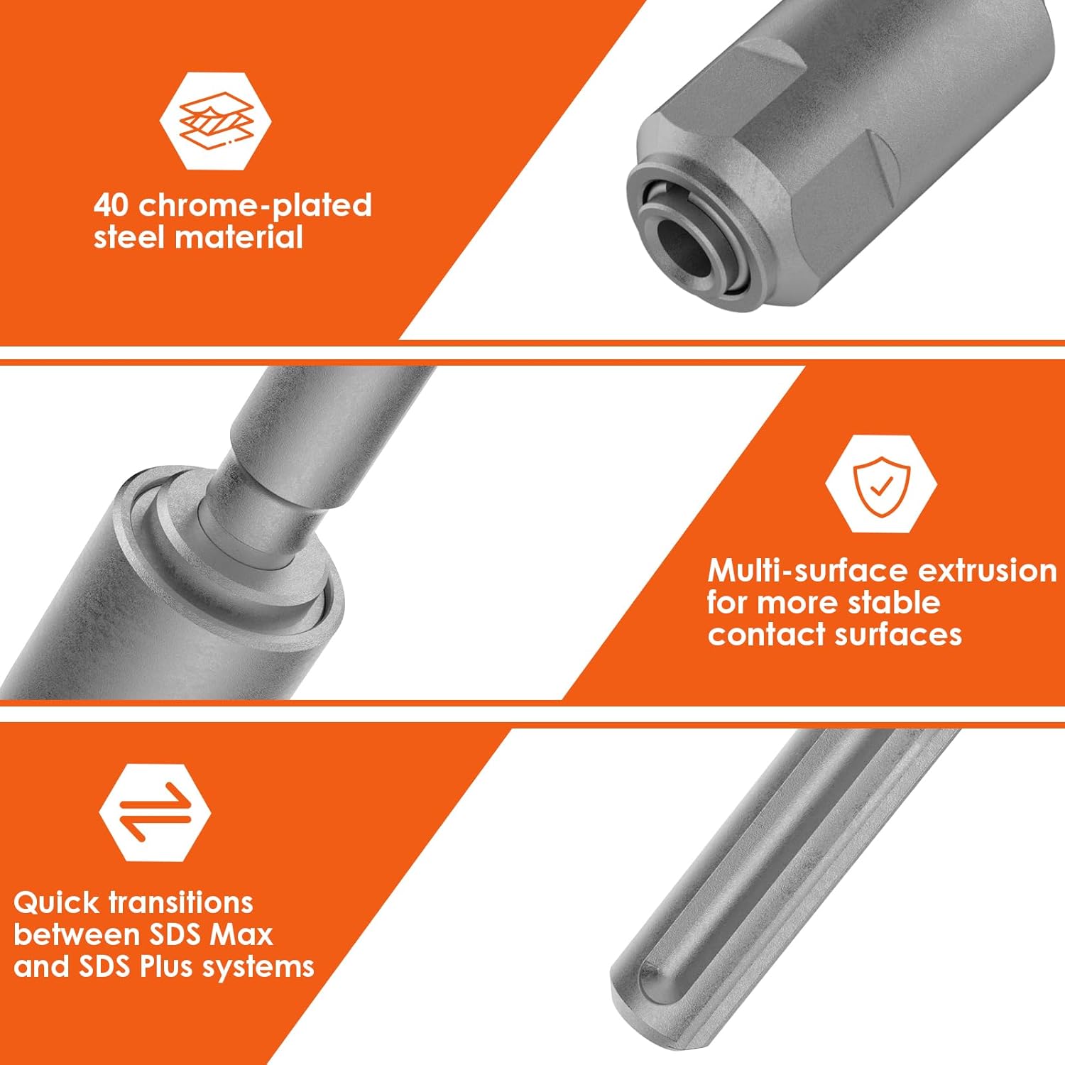 1 Piece SDS Max To SDS Plus Adapter Impact Drill Converter Quick Tool For Sds Max Hammers Silver I382331571 - View #2