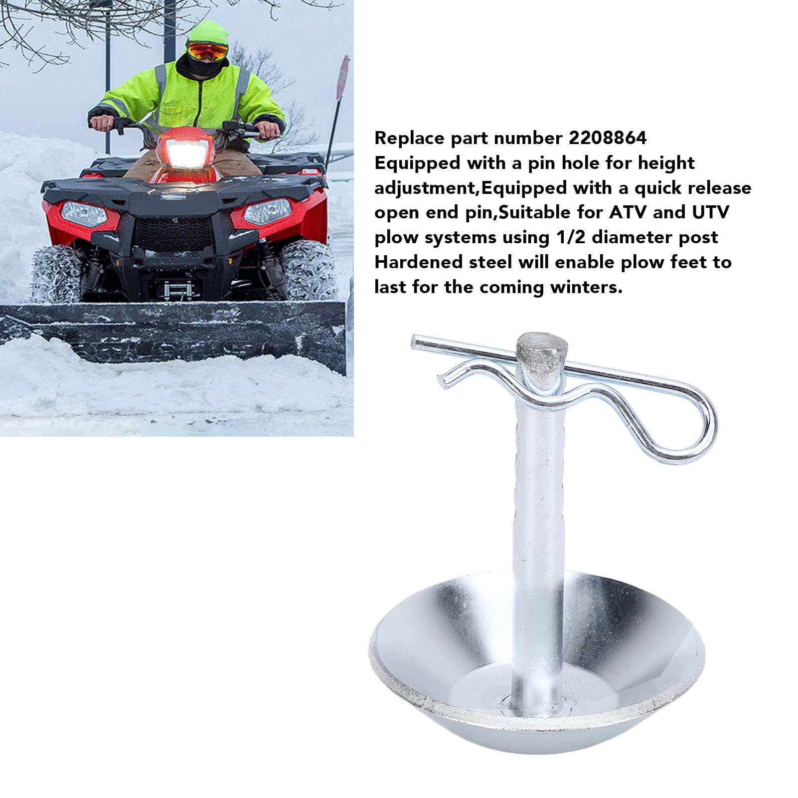 2208864 Protecteur de Lame de Protection Lame de Chasse-Neige, Chaussures Rechange avec Rondelle Broches, Chaussures Protection Réglables à Dégagement Rapide pour Polaris ATV UTV