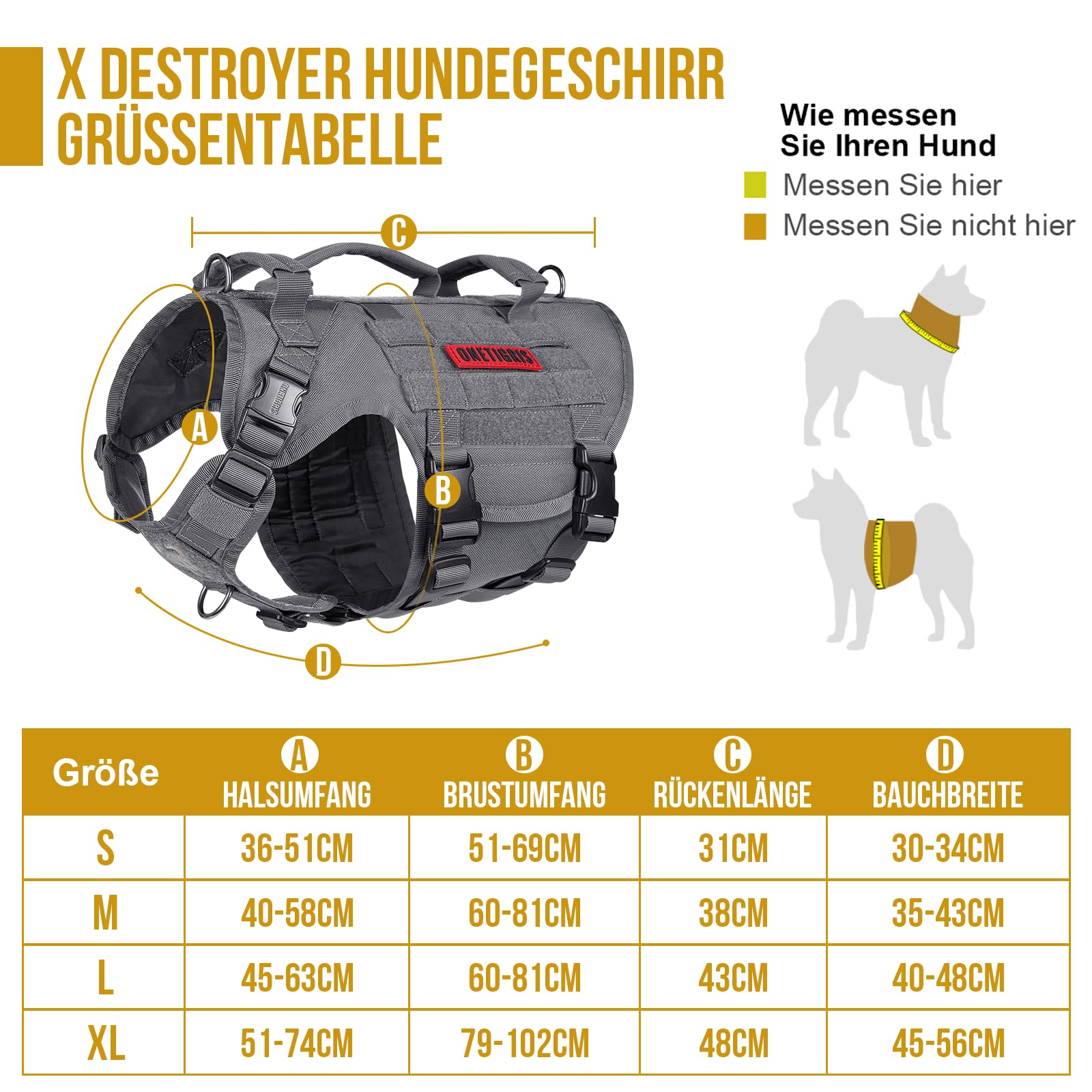 OneTigris Large Tactical Dog Harness, No Pulling Adjustable Dog Vest Harness, Heavy Duty Dog Harness with Handle - Image 3