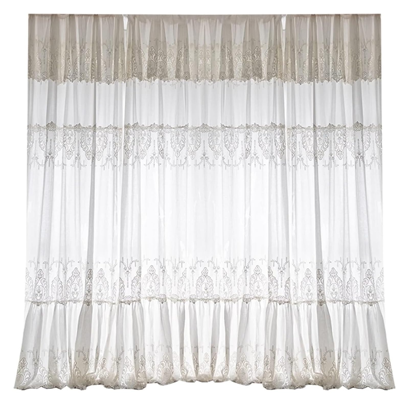 KXCVBNKLJ Voile curtains, Lace Embroidered Ruffled Curtain Valance Bedroom Living Room Room Multiple Sizes(WxH x120cm/39x47in)