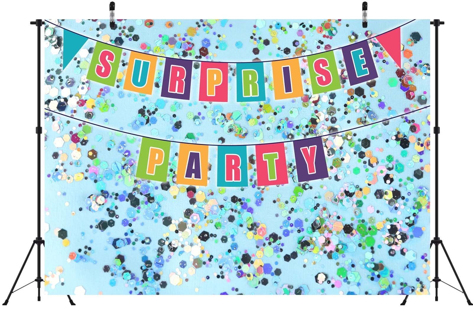 BELECO 4.6x2.5m Telo sfondo festa a sorpresa | Paillettes lucide sfondo azzurro chiaro decorazione compleanno eventi banner cabina foto accessori