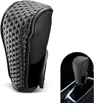 Car Gear Shift Knob Covers, Leather Non-slip Shift Knob Protector, Scratch-resistant Shifter Knob Cover, Universal Automotive Interior Accessories, for Most Cars SUVs Black