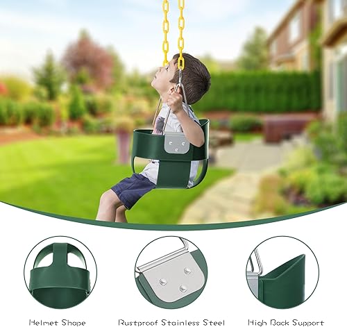 Miniatura 47 de RedSwing Asiento de columpio con respaldo alto para niños pequeños con cadenas recubiertas, asiento de columpio resistente para niños, para Columpio