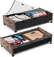 Vista 10 de Almacenamiento debajo de la cama con ruedas, cajones de almacenamiento rodantes debajo de la cama, almacenamiento de madera debajo de la cama