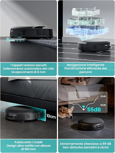 Lefant M5 Max Robot Aspirateur Laveur Rouleau 25000Pa 100% Anti-Enroulement | Roller 20 cm Zéro Enchevêtrement, Lavage du Rouleau à 80 °C avec Séchage Air Froid, Navigation dToF + PSD 2.0, Alexa/App - 13