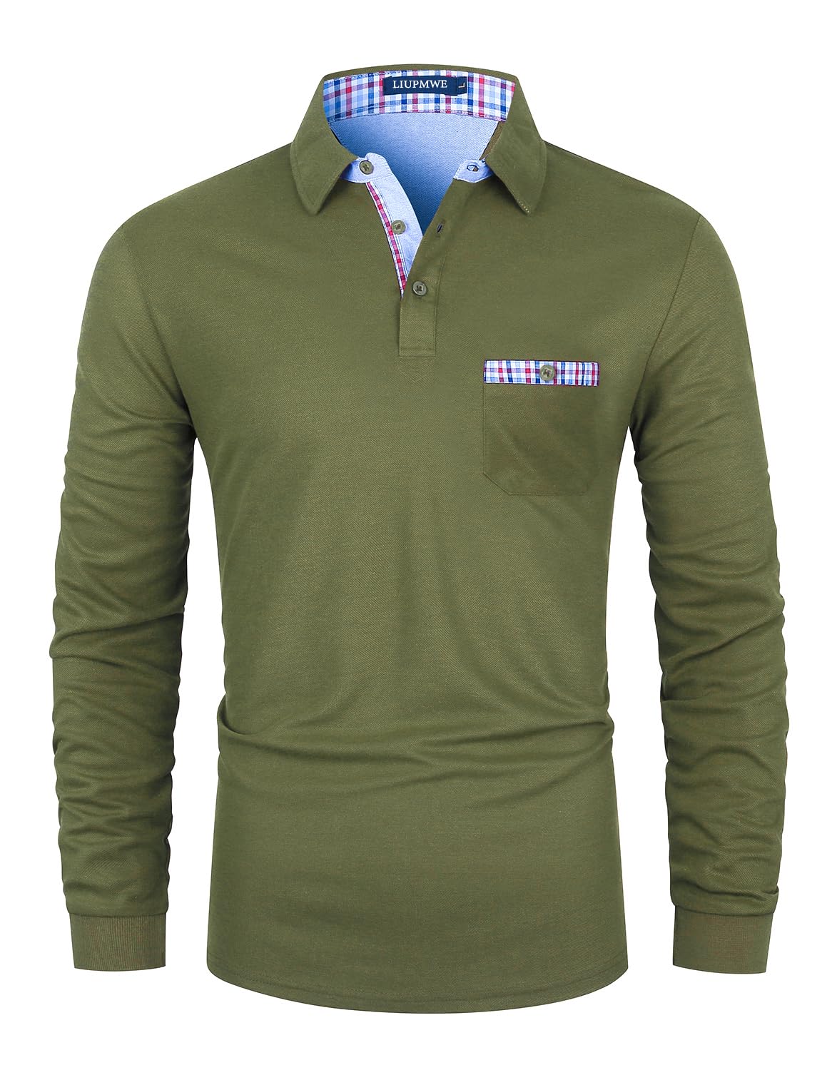 LIUPMWE Poloshirt Herren Langarm Getäfelt T Shirts Männer Hemd T-Shirt Slim Fit Golf Sports