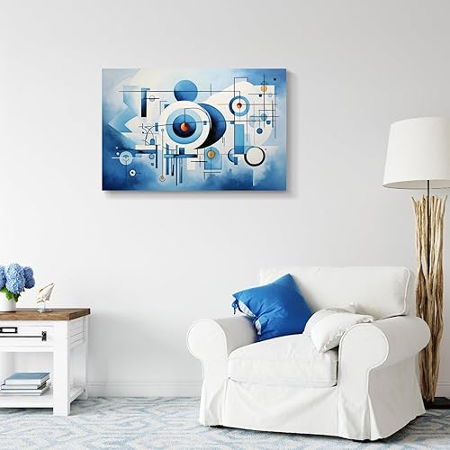 Miniatura 663 de Lienzo artístico para pared, pinturas de arte abstracto, fantasía azul, grafiti colorido sobre fondo blanco; decoración artística moderna para sala