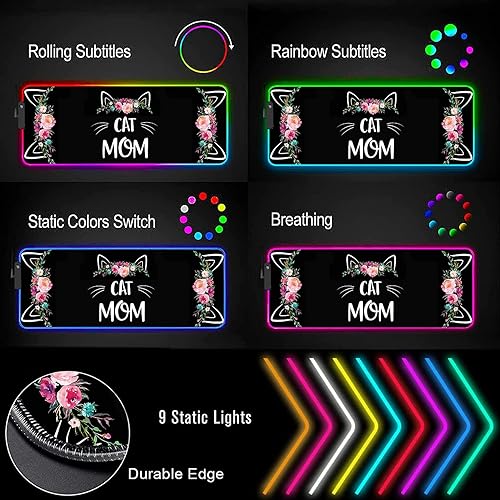 Miniatura 10 de Alfombrilla de mouse para juegos RGB, alfombrilla de mouse grande para escritorio, alfombrilla de mouse con luz LED, alfombrilla de teclado grande,