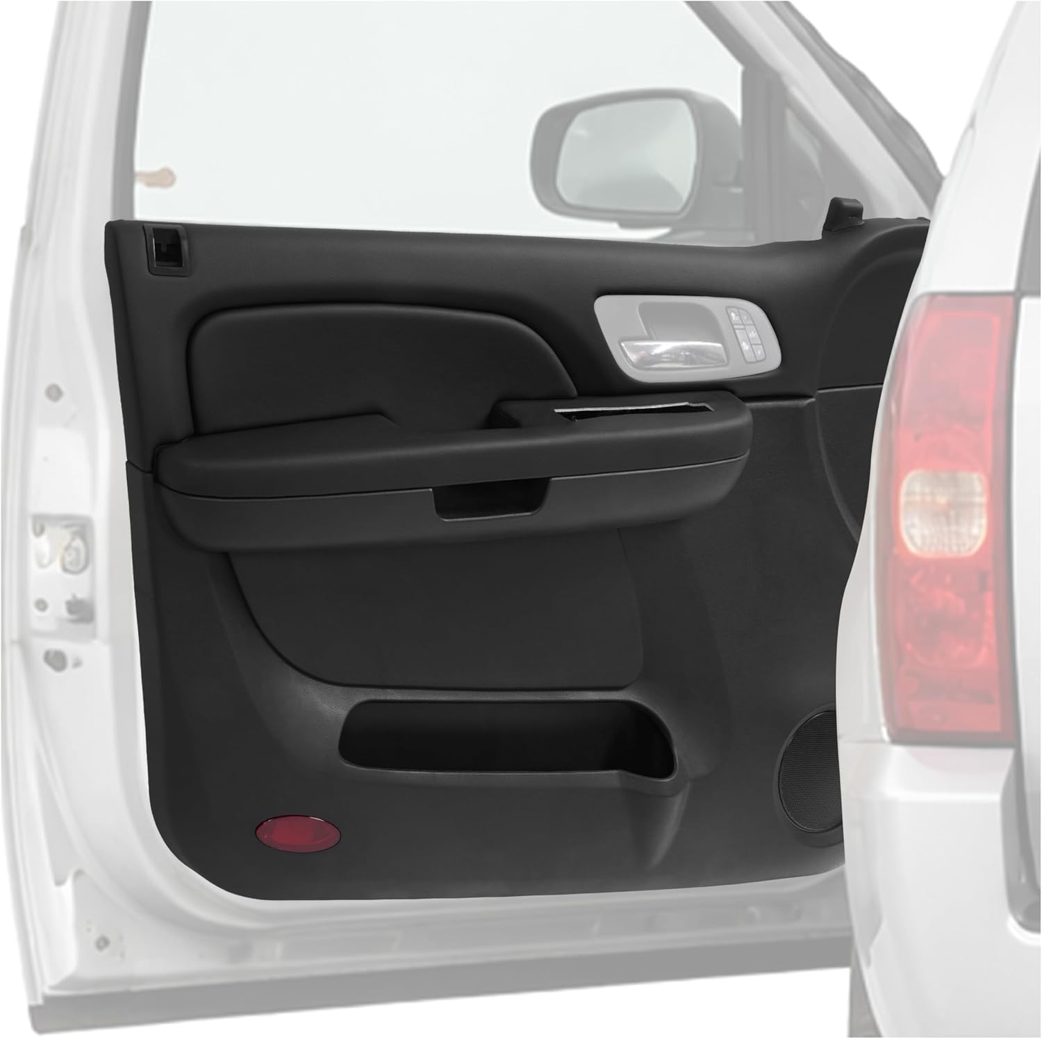 ALMULOO Driver Side Inner Door Panel Compatible with 2007-2009 Chevy Chevrolet Tahoe GMC Yukon Silverado Sierra 1500 2500 HD 3500 HD Plastic+Artificial Leather+Foam Textured Black Left