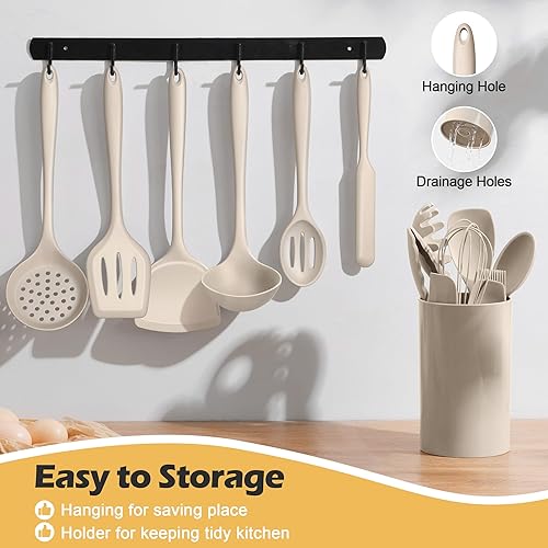 Miniatura 9 de 15-Piece Kitchen Cooking Utensils Set with Holder, Homikit Heat Resistant Food Grade Silicone Kitchen Utensils include Slotted Spatula Ladle Turner