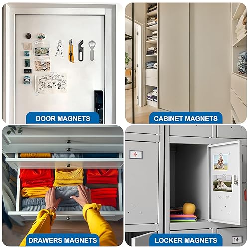 Miniatura 4 de LOVIMAG Imanes de neodimio de 20 libras, paquete de 6 imanes de tierras raras con tornillos a juego, para puertas de cocina, sala de herramientas