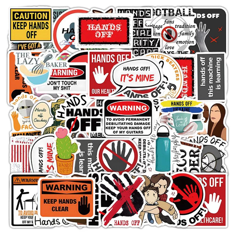 54Pcs Hands Off Stickers Waterproof Vinyl Decals for Bike Water Bottles Laptop Bicycle Refrigerator Cup Luggage Computer Mobile Phone Skateboard
