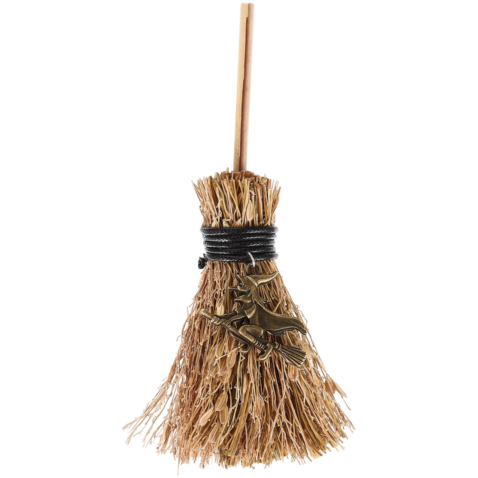 Generic Witch Broom Mini Witch Broomstick Witch Props with Witch Charms Hanging Decoration Fairy Wand for Kids Adults Decor