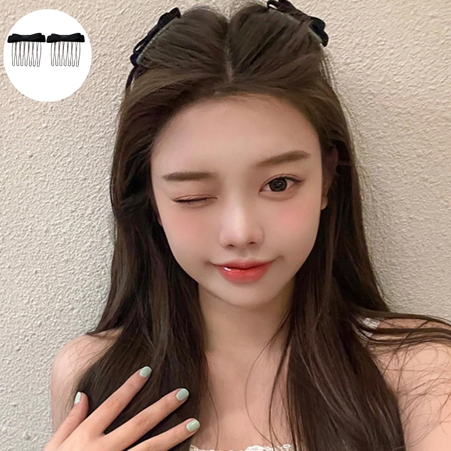 4 Pcs Ribbon Bowtie Hair Comb Sweet Ballet Bowknot Hairpin Hair Styling Comb Bow Hair Pin Korean Headdress Bowknot Hair Accessories for Side Hair, Black