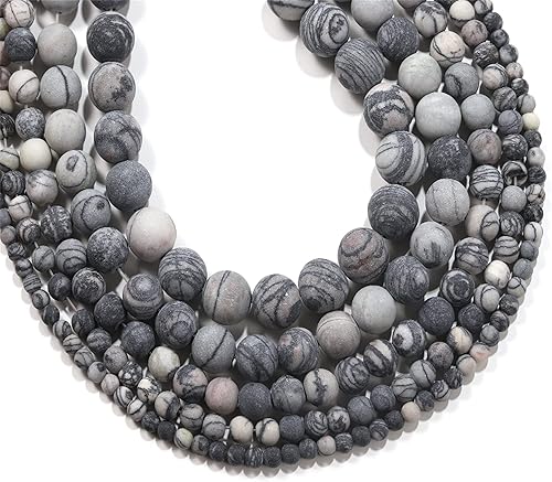 0.157in Natural Negro Mate Web Jasper Stone Beads Round Loose Gemstone Beads para DIY Pulsera Collar Pendiente Joyería Artesanía Fabricación
