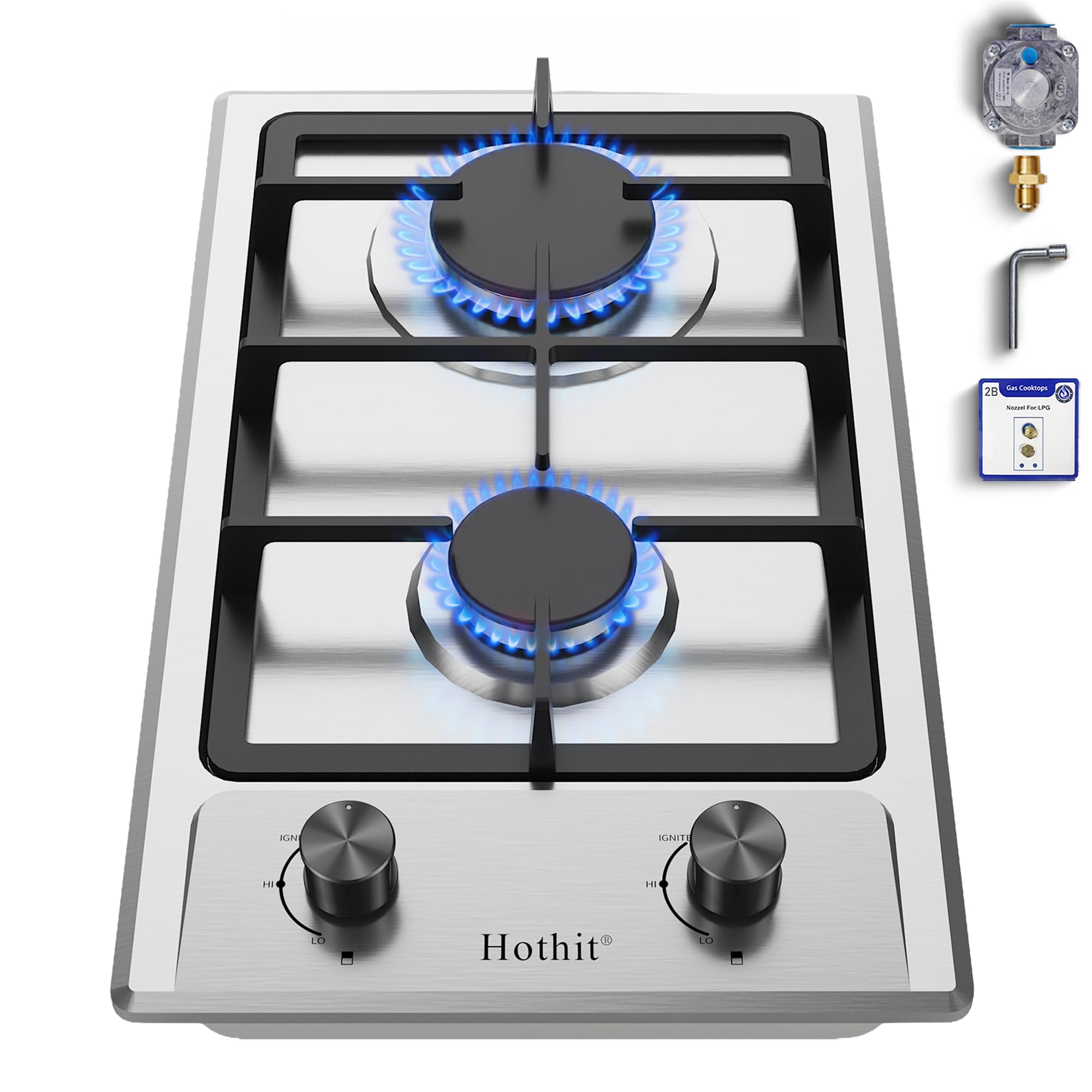Amazon.com: Hothit 2 Burner 12 inch Gas Cooktop, LPG/NG Dual Fuel