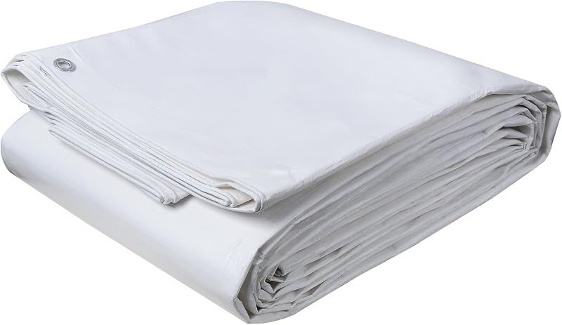 WOLTU PE Takaróponyva 180g/m² Vízálló Szakadásálló Szemmekkel - 3 x 4 metres, White