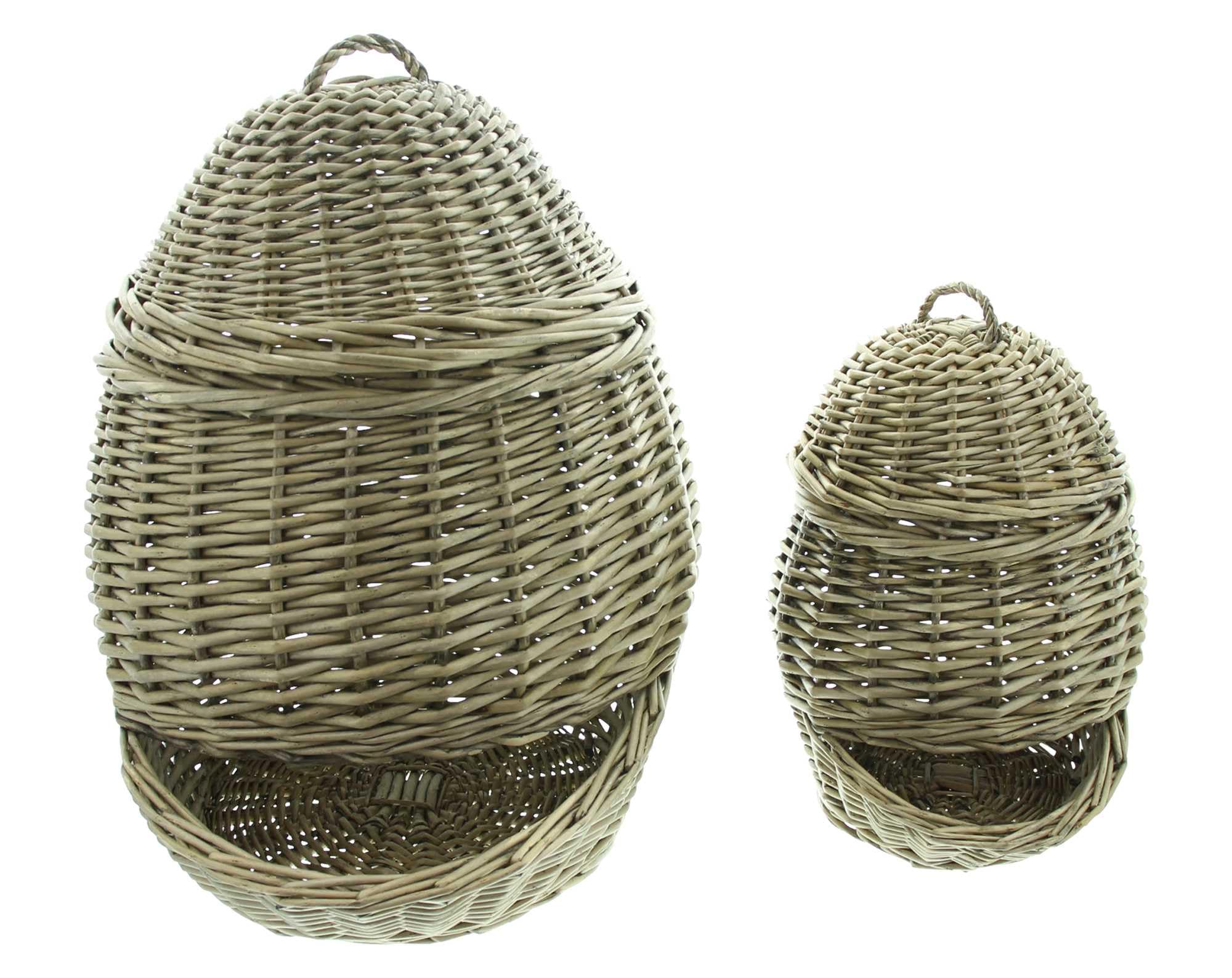 Dekoleidenschaft Lot de 2 Corbeilles à Légumes en Osier Gris Cérusé, Paniers à Pommes de Terre et Oignons, Dimensions 21x26x32 cm et 32x42x45 cm