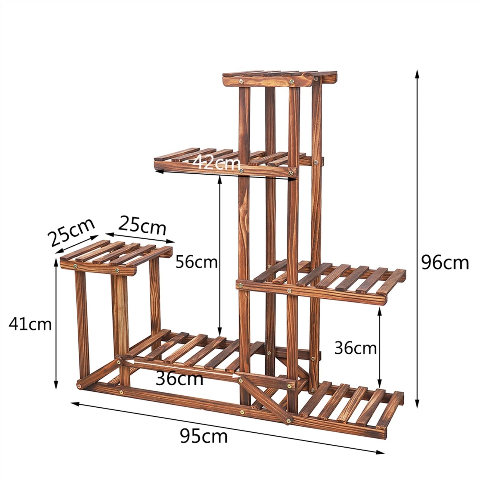 Support de fleurs en bois à 6 niveaux pour plantes d'intérieur ou de jardin
