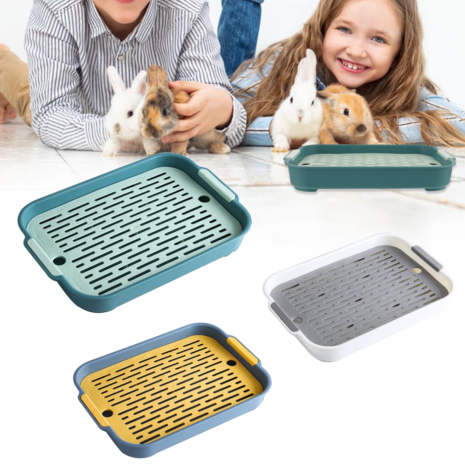 Konijnenkattentoilet, huisdiertoilet, beddengoed, urinepan, konijnenkooi, toilet, dienblad voor baby, konijn, cavia's, chinchilla's, fretten (groen, L