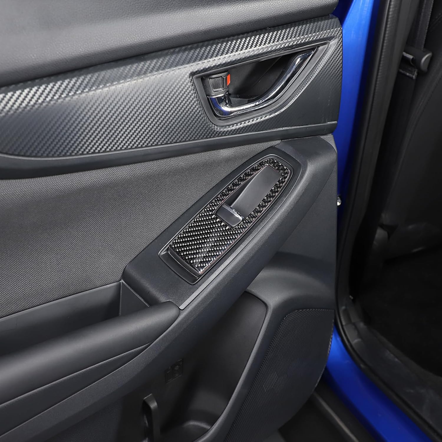 Soft 3D Real Carbon Fiber Car Window Lift Switch Button Frame Cover Sticker Trim Decor Trim Kit Compatible with Subaru WRX 2022 2023 Interior Decoration Accessories (Inner Frame, Black)