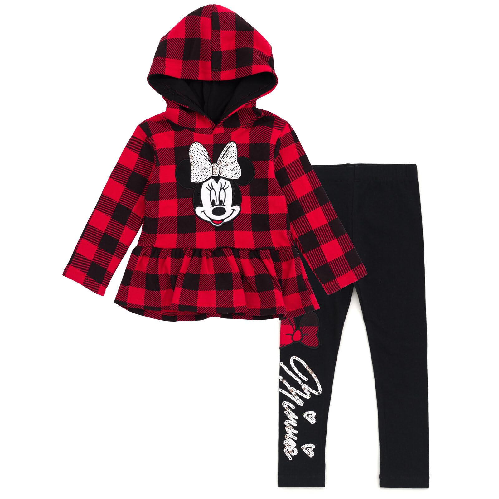Disney Minnie Mouse - Felpa con cappuccio incrociato in pile e leggings per bambini grandi (12 mesi - 14-16)