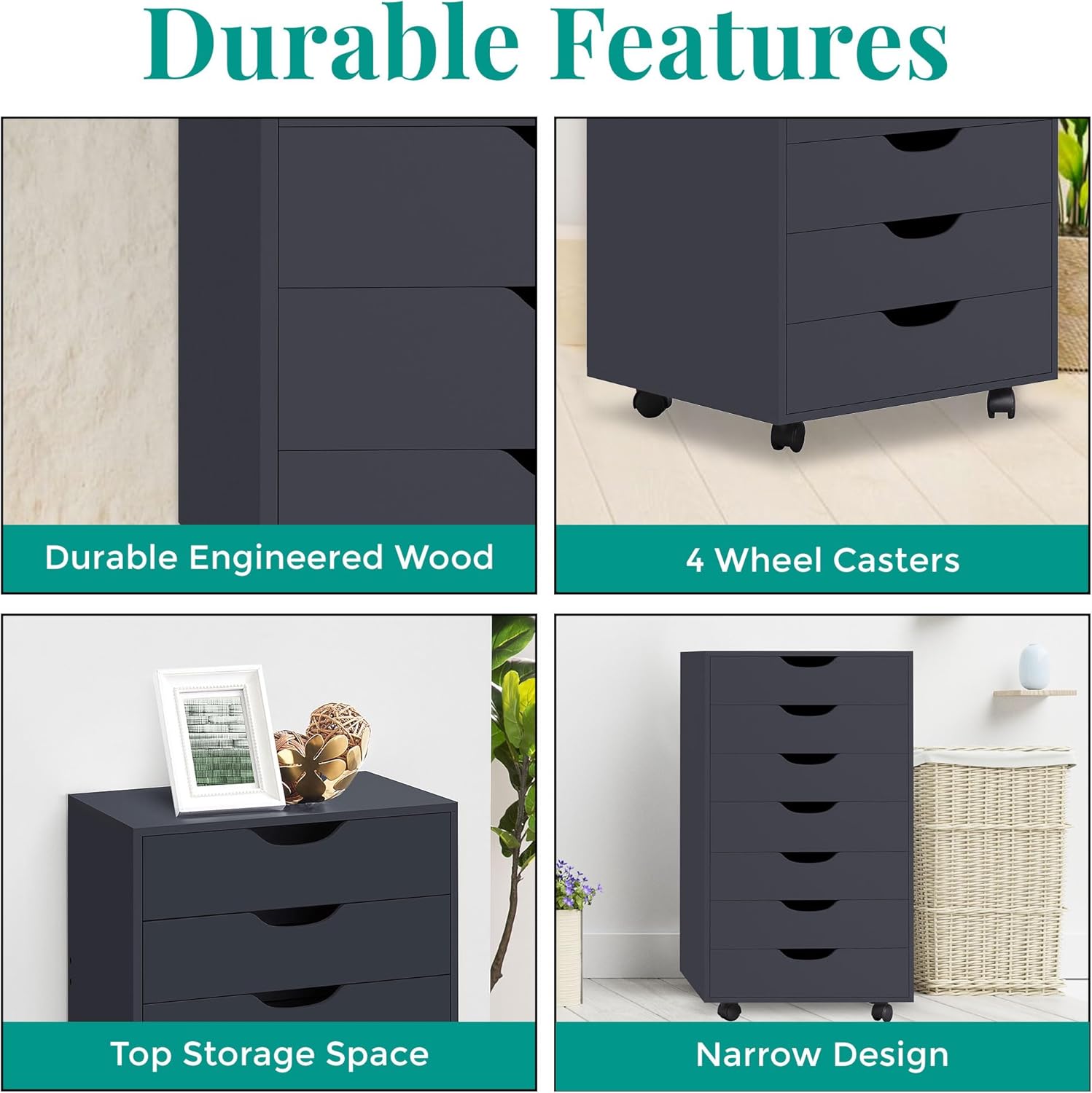 Durable construction and narrow design of the dresser