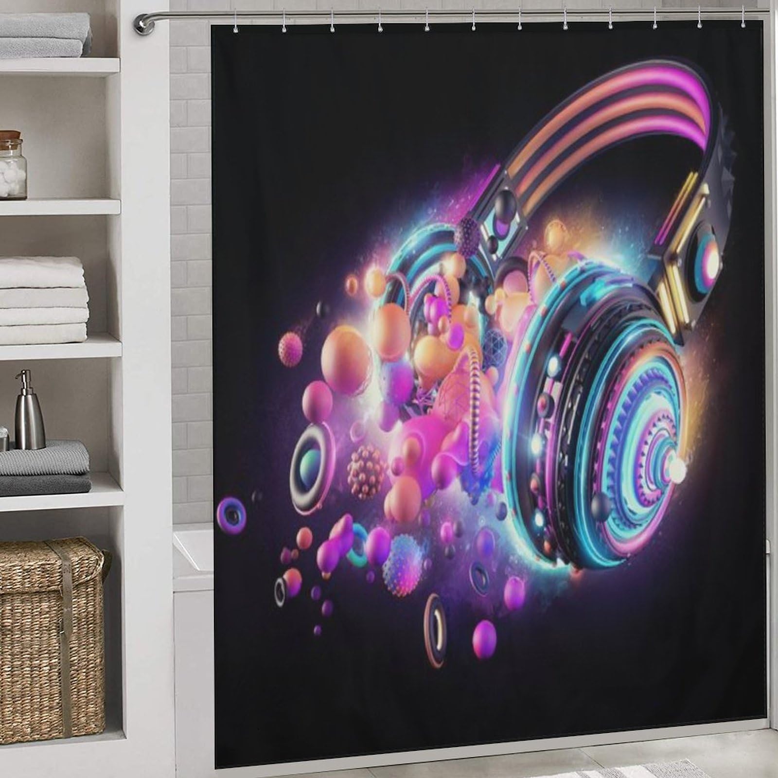 Rideau de douche imperméable en polyester 183x183 cm avec 12 anneaux