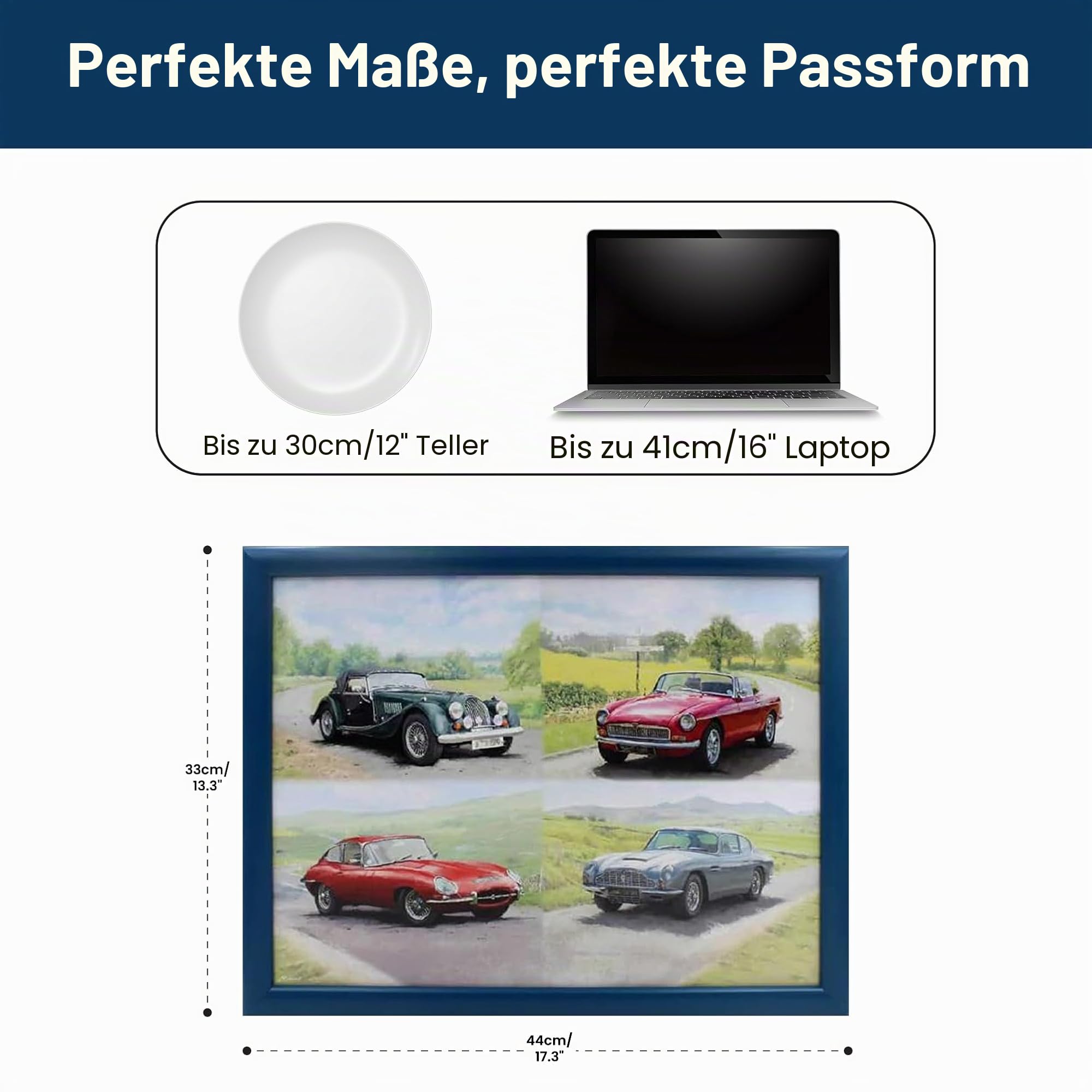 Lesser & Pavey Knietablett mit gepolstertem Kissen, geeignet für Getränke, Lebensmittel, Frühstück und Laptop, schönes Design für Zuhause und Büro