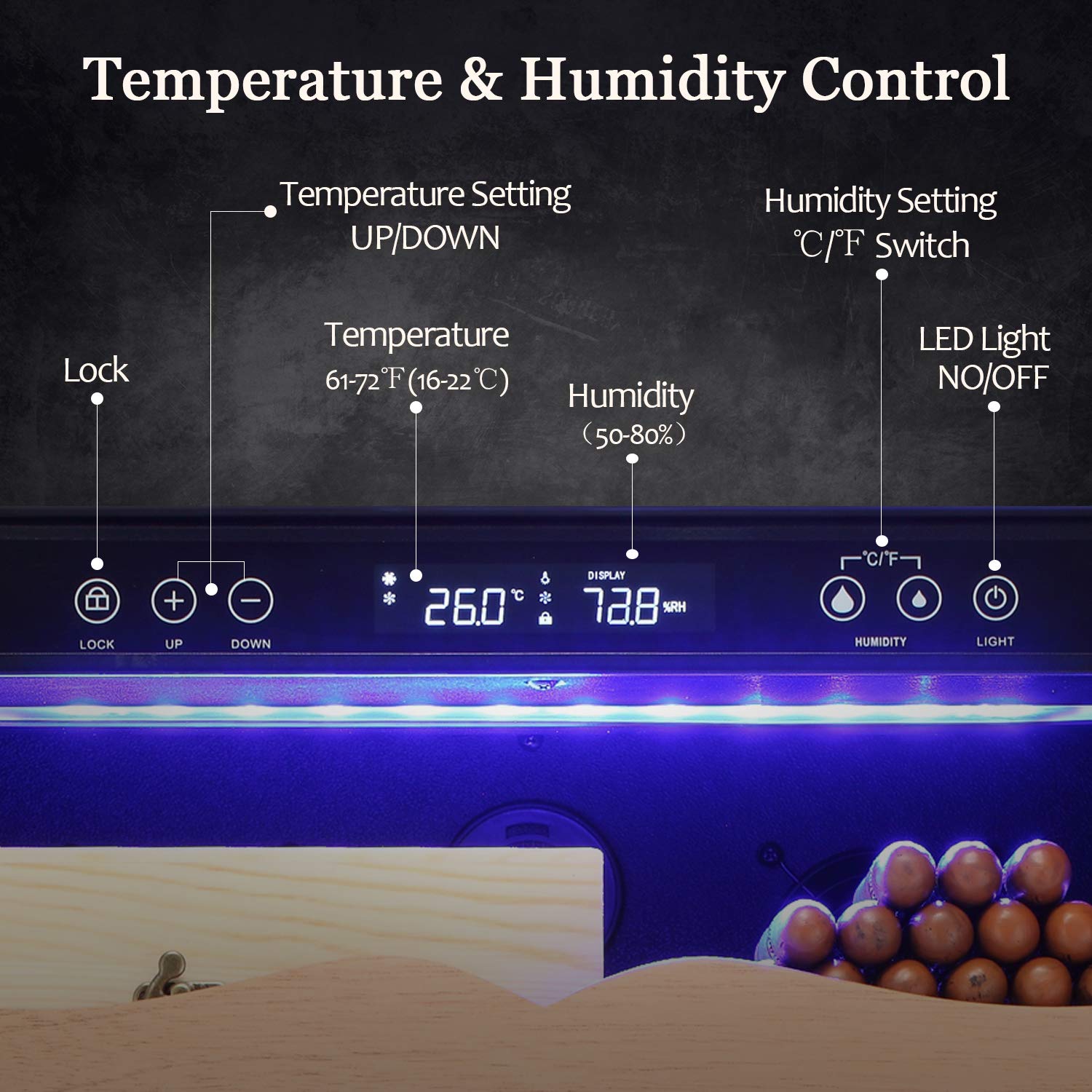 Buy RMYHOME 15”Touch Control Stainless Cigar with Hygrometer