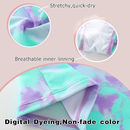 Miniatura 4 de Traje de baño tankini de dos piezas para niñas, teñido anudado, traje de baño hawaiano para niños de 3 a 16 años