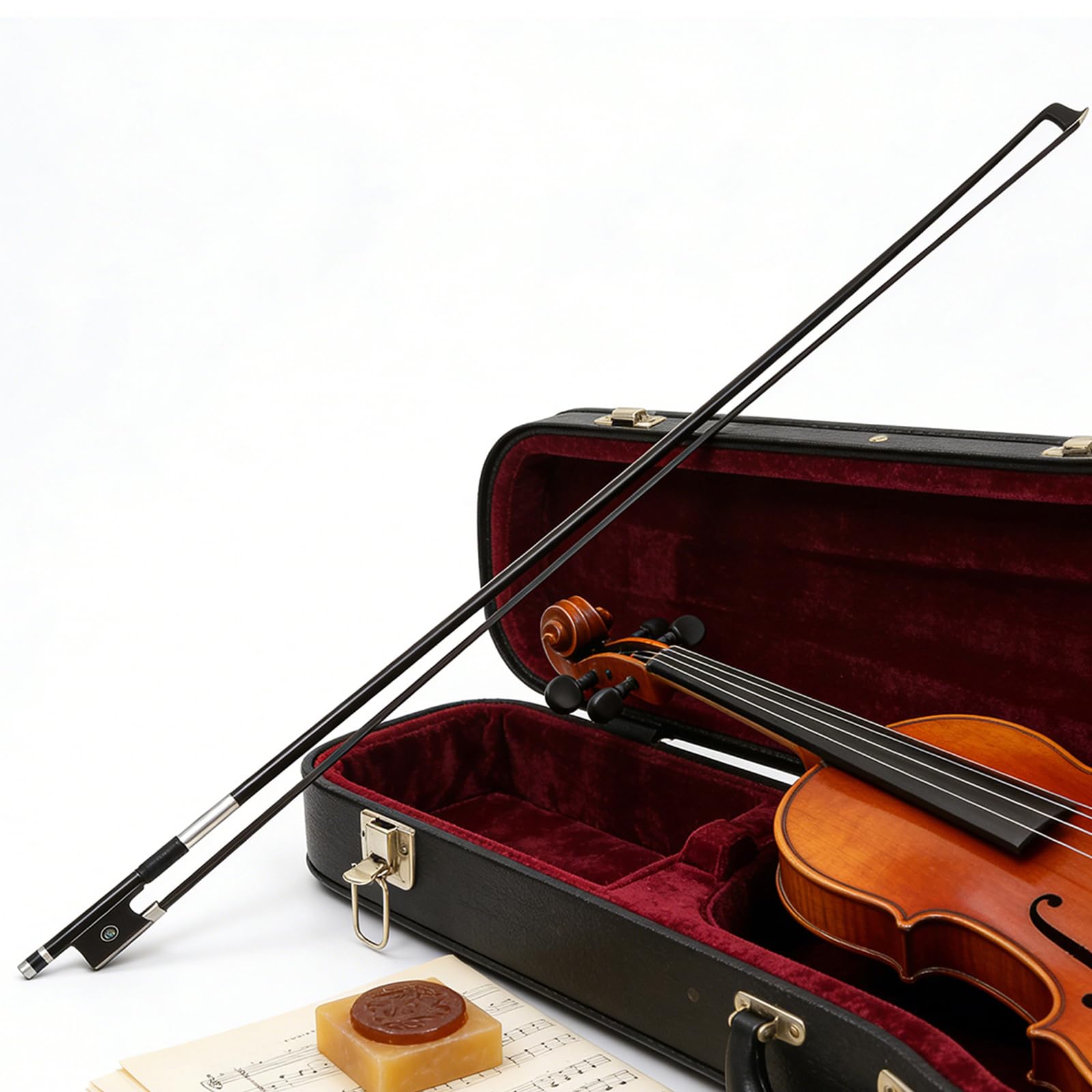 Archetto per violino professionale in fibra di carbonio 4/4 con crine di cavallo nero e rana in ebano per un migliore controllo della qualità del suono