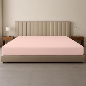 SGI bedding 120" W x 80" L 1 Pc Family King Fitted Sheet Only 100% Egyptian Cotton -, Fits 18" Deep Pocket - Soft Breathable Luxury Oversized Sheets, for Extra Large Beds - Peach