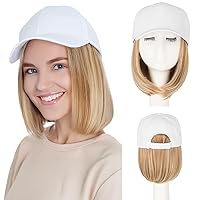 Vista 18 de SEGO - Gorra de béisbol con extensiones de pelo para mujeres, sintético resistente al calor, 6 pulgadas, postizo corto y recto ajustable, peluca