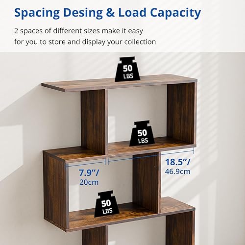 Miniatura 6 de Cozy Castle Juego de 2 estanterías geométricas, modernas en forma de S, estantería separadora de habitaciones, estantería abstracta única de 62