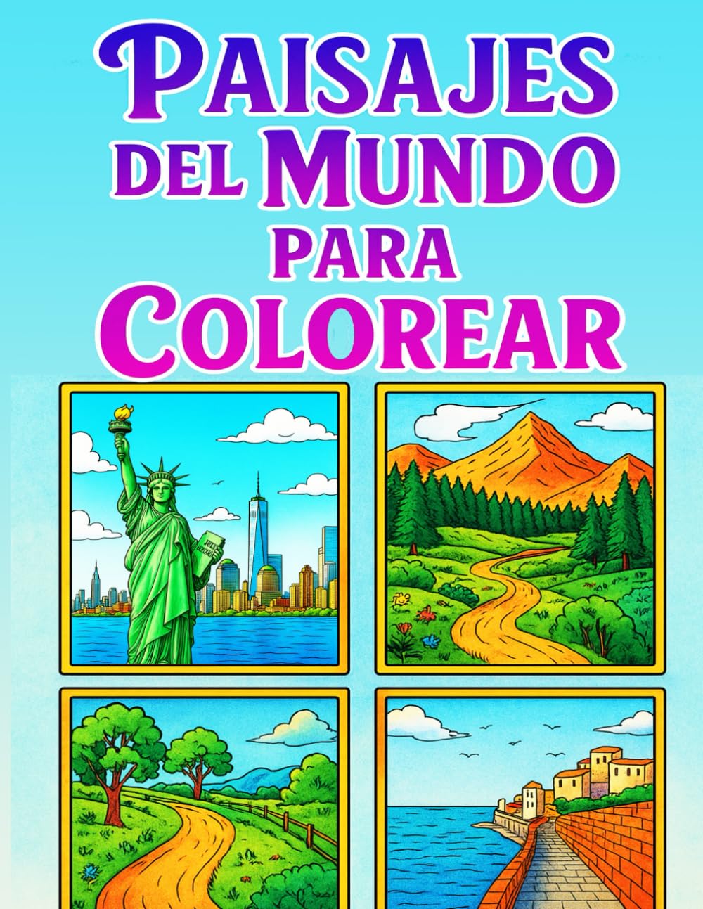 Paisajes del Mundo para Colorear: Libro de Relajación para Adultos : Escenas Naturales, Paisajes y Monumentos del Mundo | Libro de colorear paisajes ... de Colorear Ciudades y Monumentos del Mundo