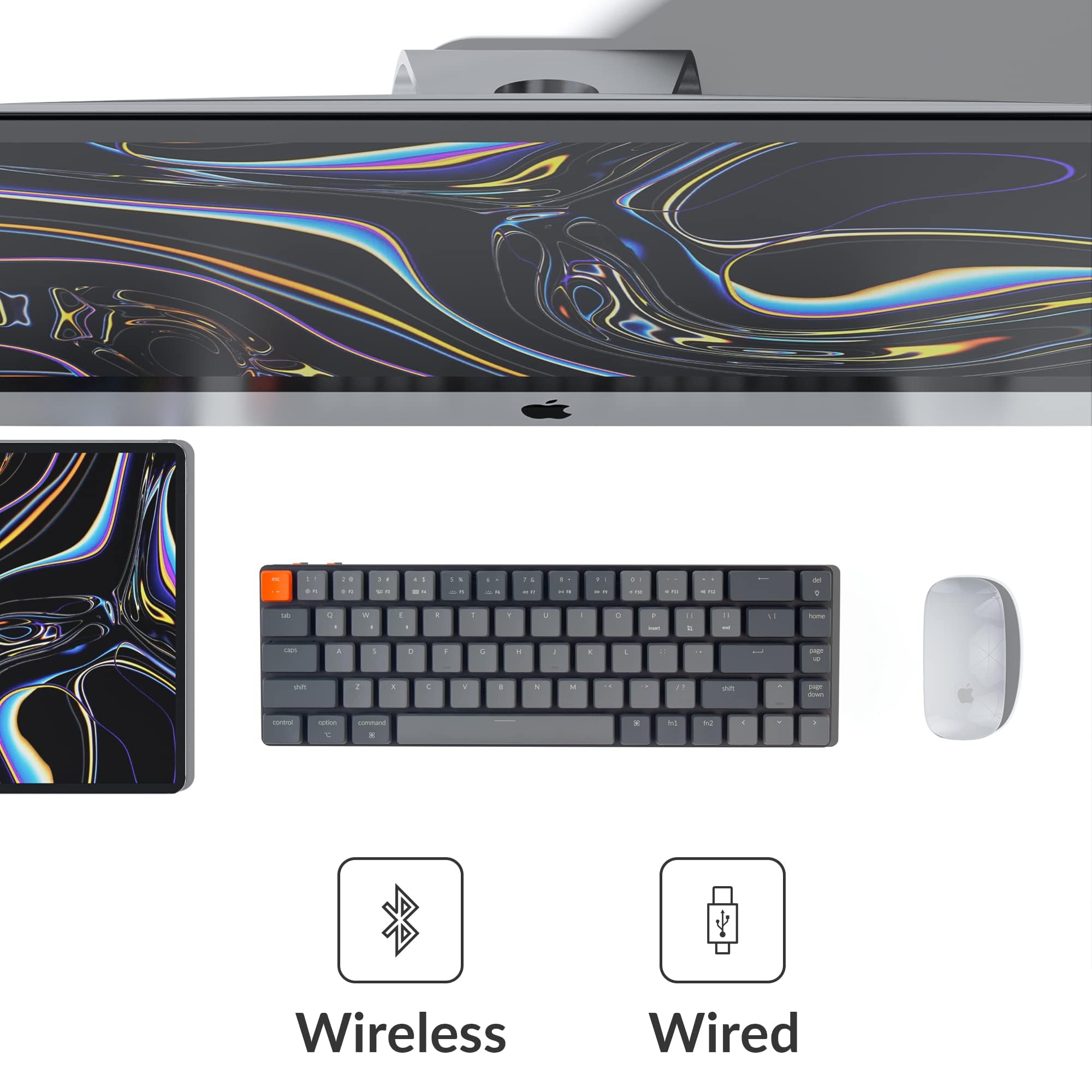 Keychron K7 Max QMK/VIA Tastiera Meccanica Wireless Ultra-Slim, 2,4 GHz/Bluetooth/USB 3-Mode, Layout 65%, LED Bianco, Switch Red, Tastiera da Gioco Programmabile per Mac Windows