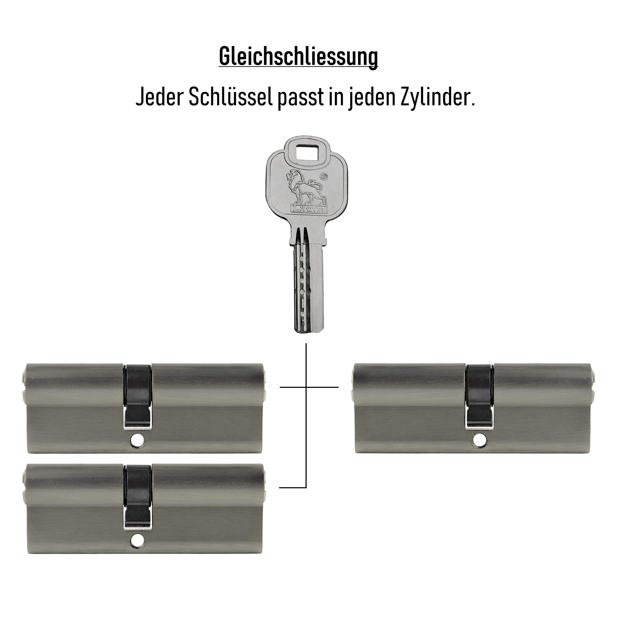 3x Profilzylinder 85 mm 40/45 gleichschließend Not- und Gefahrenfunktion inkl. 15 Schlüssel