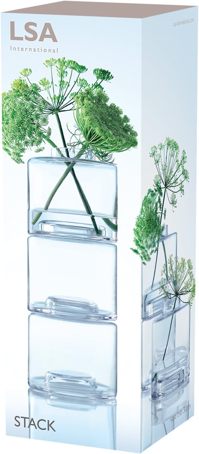 LSA International Stack Vase Trio, H11.75", Clear X 3