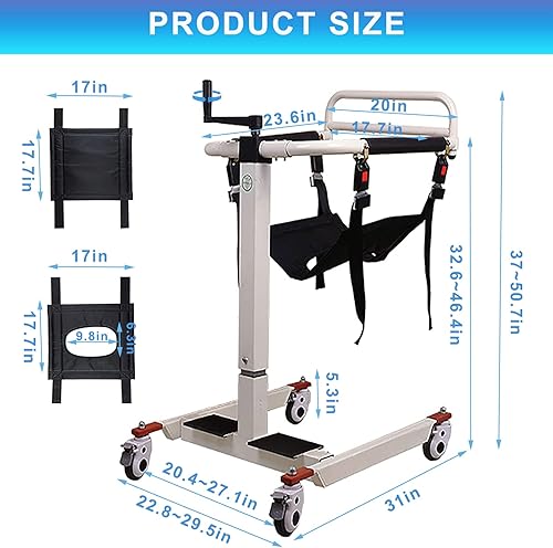 Miniatura 9 de Elevador de pacientes para el hogar, silla de transferencia elevadora de silla de ruedas, silla portátil para automóvil, silla de mesita de noche,