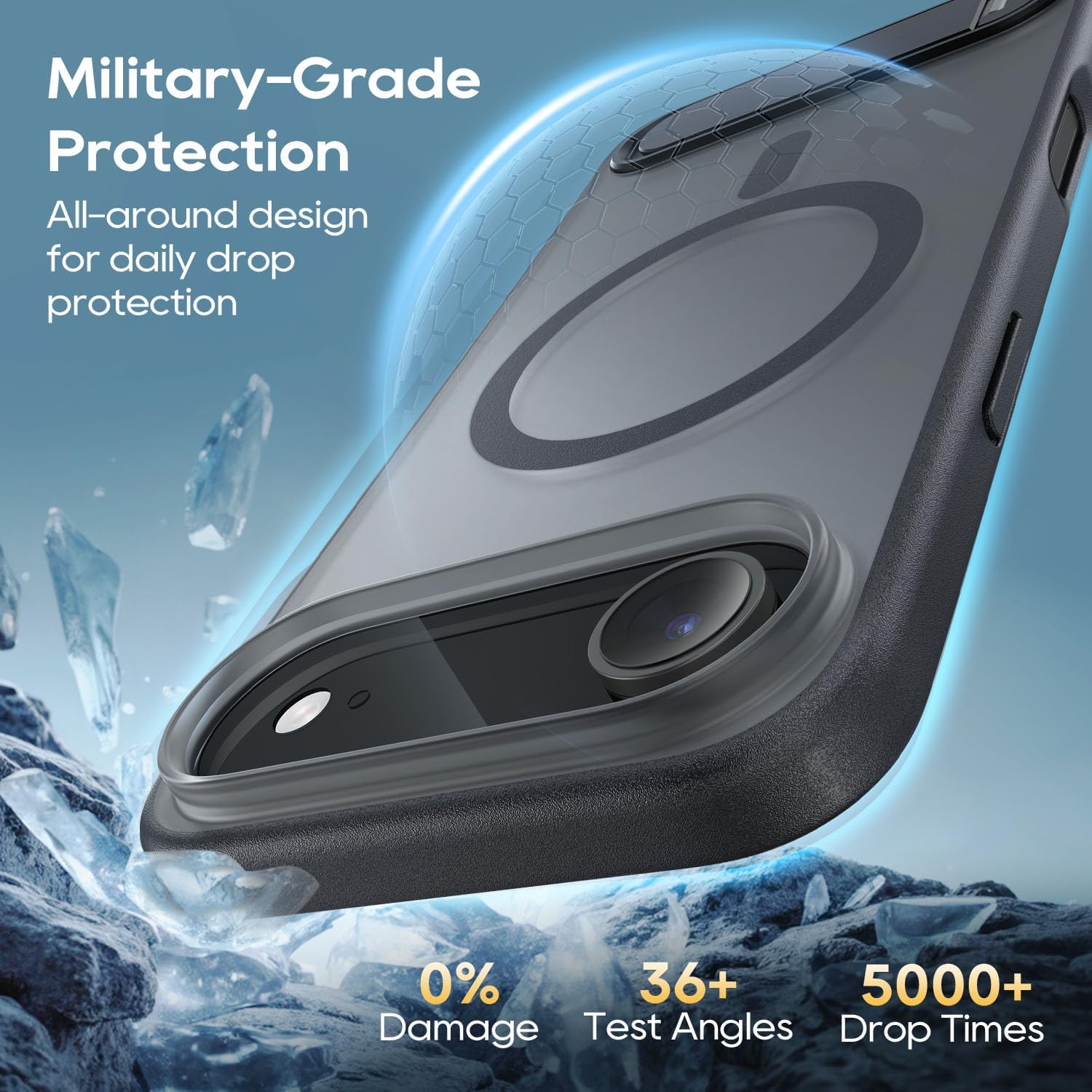for iPhone Air 6.5-Inch with Magnetic Rotable Slim Kickstand Compatible with MagSafe Frosted Matte Shockproof Protective Phone Cover 6.5" 2025, Black