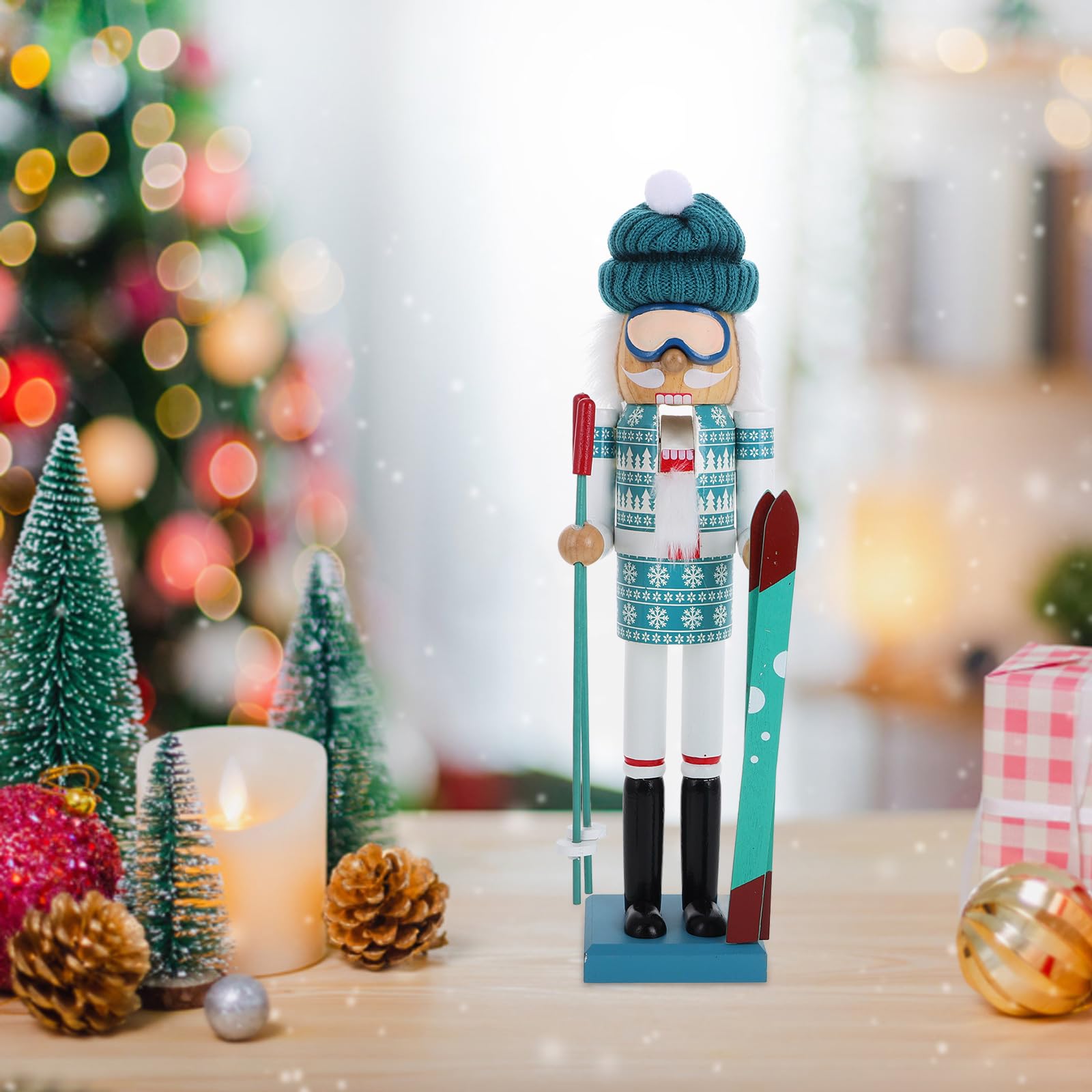 Ciieeo Decoración Navideña De Madera Marioneta Papá Noel para Fiesta Adorno Festivo para Interiores Y Exteriores Estilo Adorable Y Duradero para Jardines Y Salones
