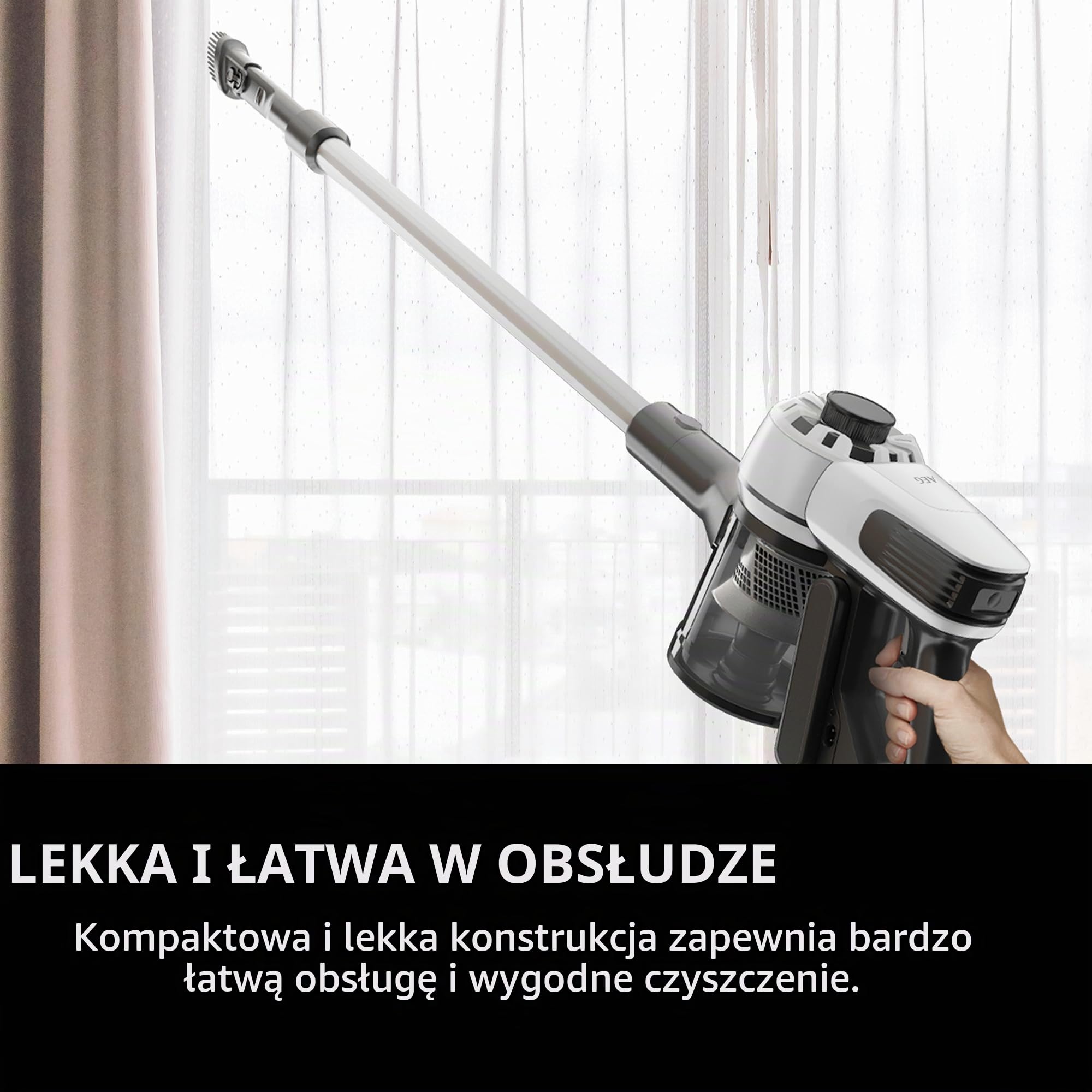 AEG AP31CB18IW bezprzewodowy odkurzacz 18 V, czas pracy 30 min, zmysłowe i elastyczne czyszczenie, technologia cyklonowa, filtry zmywalne, zbiornik 0,5 l, z 3 akcesoriami, kolor biały