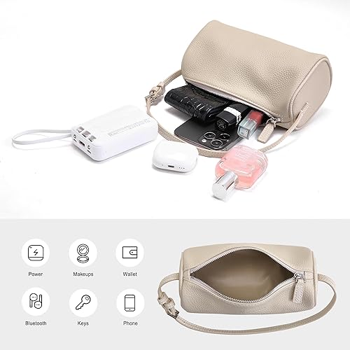 Miniatura 6 de Genuine Leather Crossbody Purses for Women Small Leather Barrel Shoulder Bags - Designer Trendy Handbags for Ladies