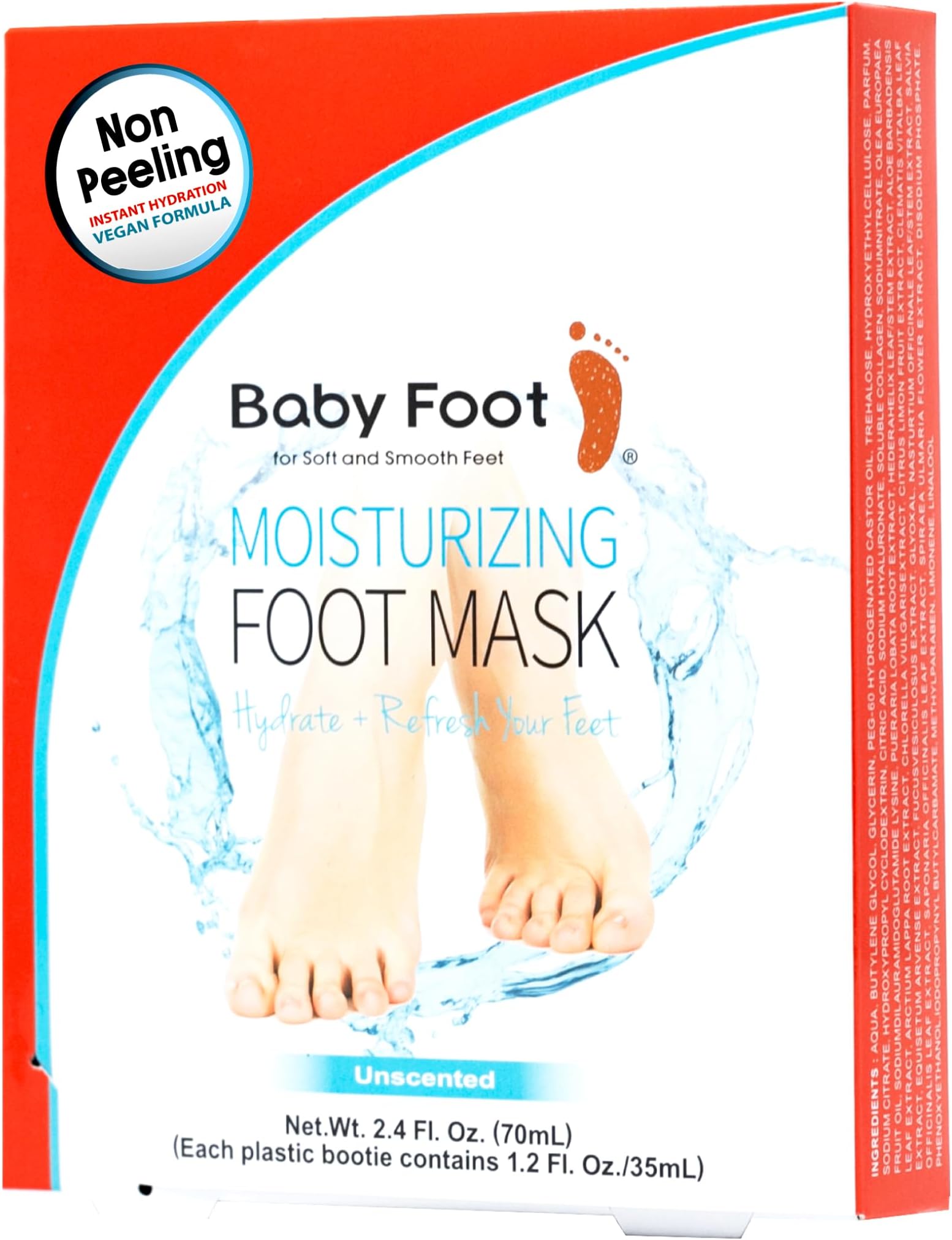 Baby Foot Unscented NON-PEEL Moisturing Mask – Hydrate and Refesh in 15-Minute - No Pain Feet Treatment - For Men and Women - Smooth and rich moisturizer for Baby Soft Feet