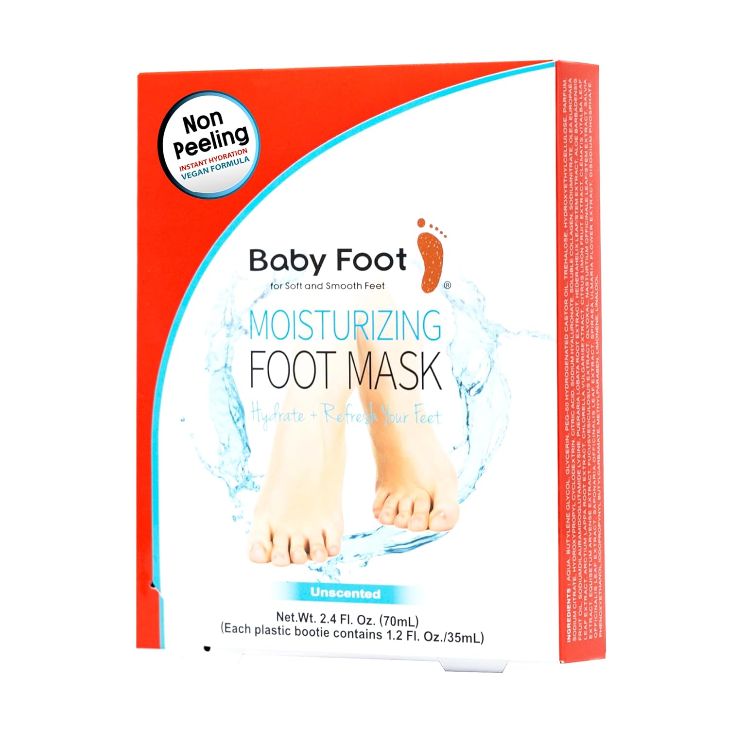Baby Foot Unscented NON-PEEL Moisturing Mask – Hydrate and Refesh in 15-Minute - No Pain Feet Treatment - For Men and Women - Smooth and rich moisturizer for Baby Soft Feet 2 Pack